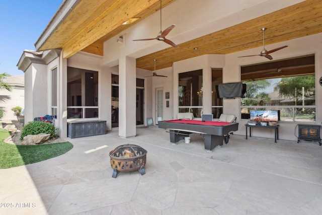 6428 W Eugie Ave, Glendale, AZ 85304 - view of patio / terrace with a fire pit and ceiling fan