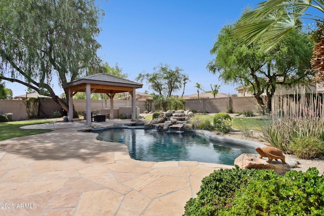 6428 W Eugie Ave, Glendale, AZ 85304 - view of swimming pool featuring a gazebo, a patio, and a fenced backyard