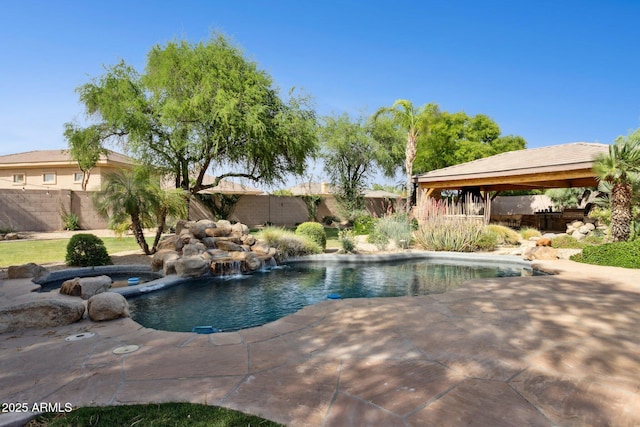 6428 W Eugie Ave, Glendale, AZ 85304 - view of swimming pool with a patio area, a gazebo, and a pool with connected hot tub