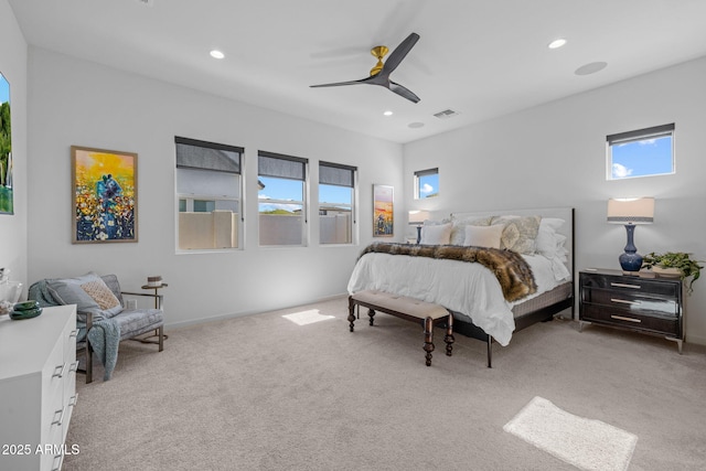 10127 E Tillman Ave, Mesa, AZ 85212 - bedroom with carpet floors, multiple windows, recessed lighting, and a ceiling fan