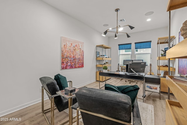 10127 E Tillman Ave, Mesa, AZ 85212 - office area with wood finished floors, baseboards, and a chandelier