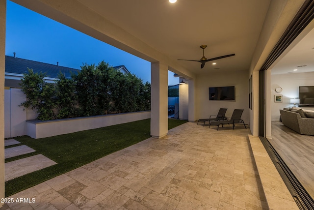 10127 E Tillman Ave, Mesa, AZ 85212 - view of patio / terrace featuring ceiling fan and a fenced backyard