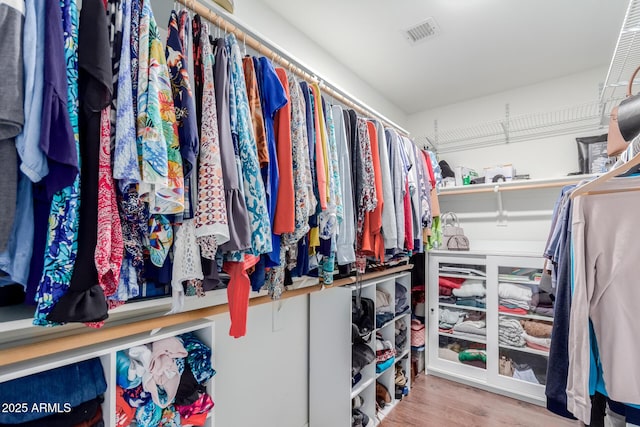 walk in closet featuring hardwood / wood-style floors