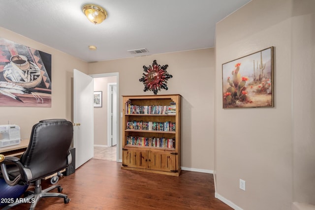 office featuring dark hardwood / wood-style flooring