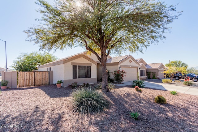 single story home with a garage