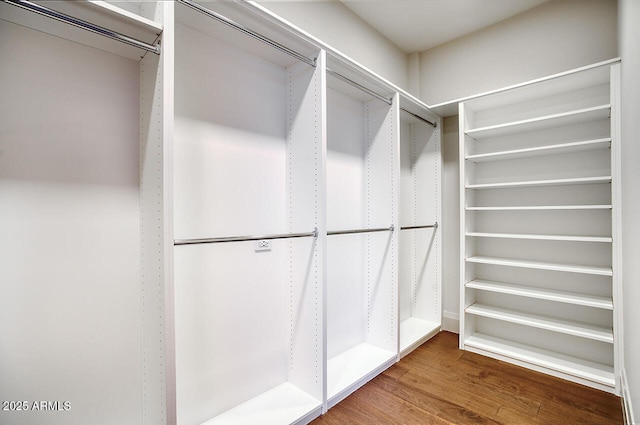 walk in closet featuring wood finished floors