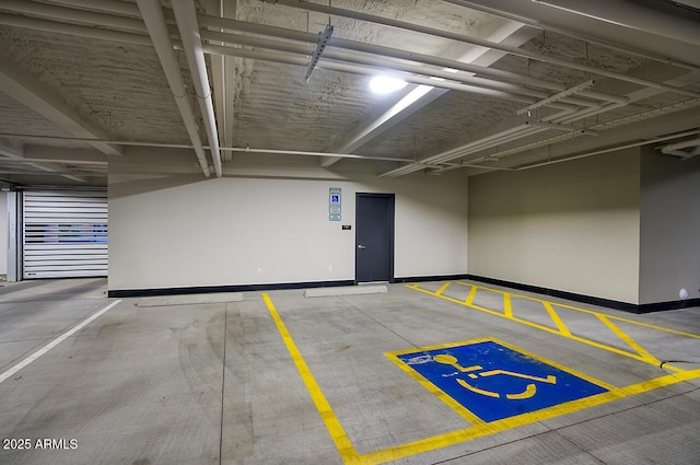 parking garage with baseboards