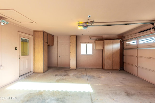 garage with a garage door opener