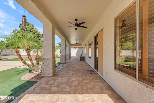 3806 E Taurus Pl, Chandler, AZ 85249 - view of patio / terrace with ceiling fan and fence