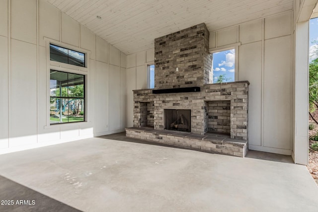 view of patio featuring a fireplace