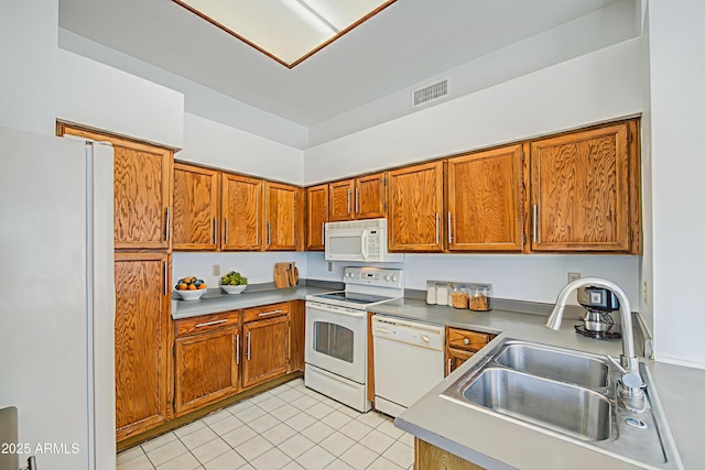 522 W Dennis Ct, Tempe, AZ 85283 - kitchen with white appliances, brown cabinets, and light tile patterned floors