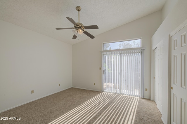 522 W Dennis Ct, Tempe, AZ 85283 - carpeted empty room with lofted ceiling, a ceiling fan, and a textured ceiling