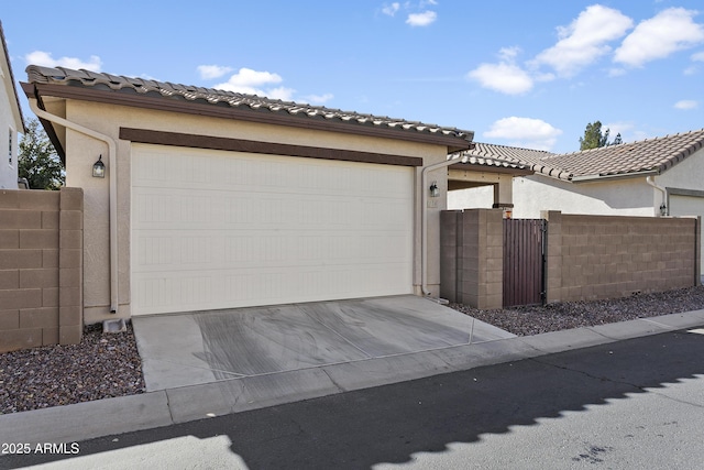 exterior space with a garage