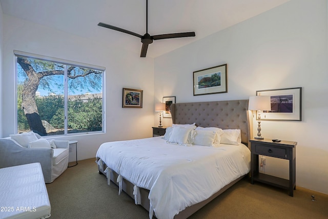 bedroom with carpet and ceiling fan