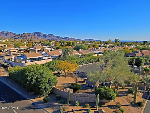 bird's eye view featuring a mountain view