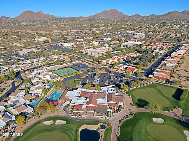 drone / aerial view with a mountain view