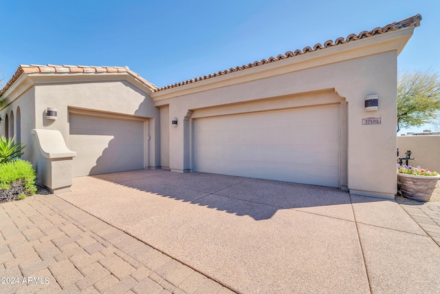 exterior space featuring a garage