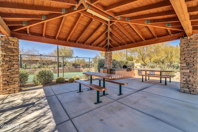 view of patio / terrace with a gazebo and a grill