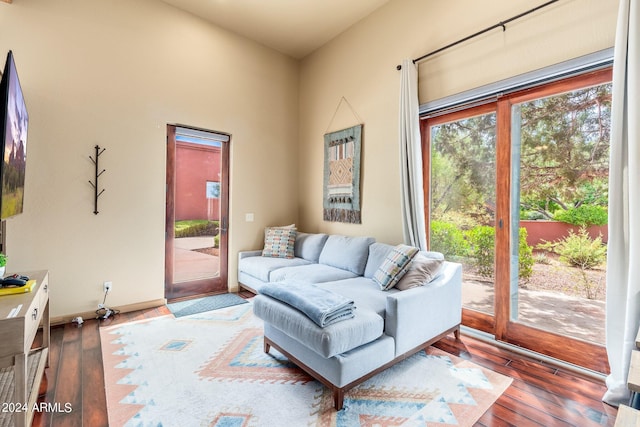 living room with hardwood / wood-style floors