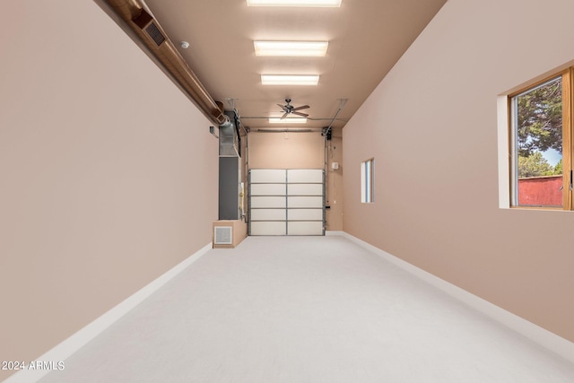 garage with ceiling fan