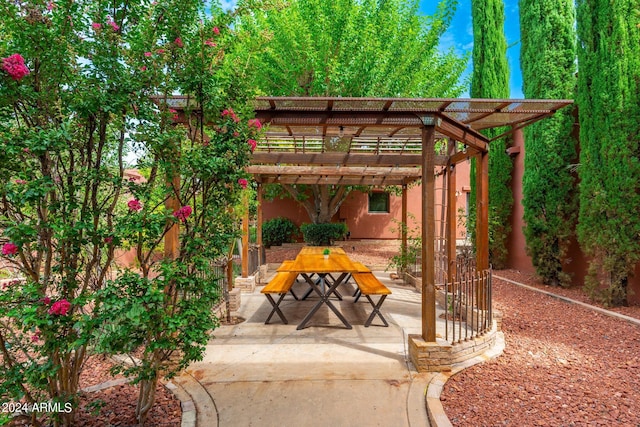 view of patio with a pergola