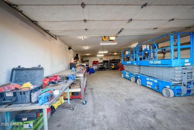 garage with a garage door opener