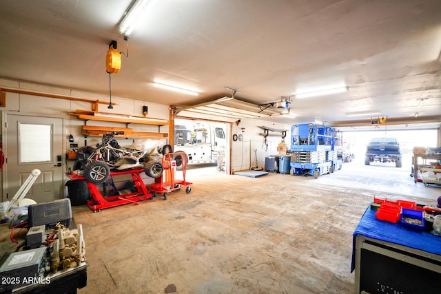 garage with a garage door opener