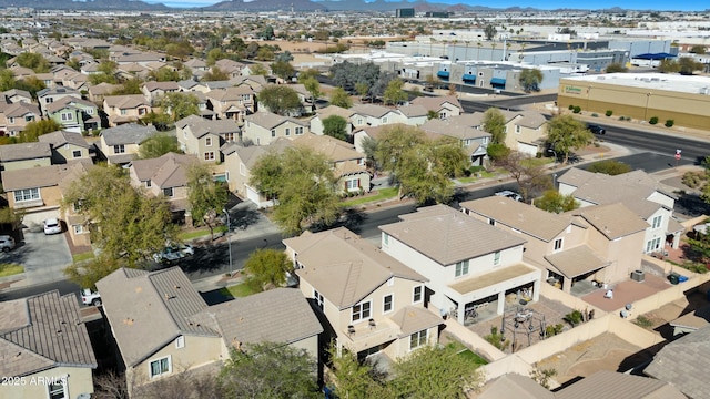 bird's eye view with a mountain view and a residential view