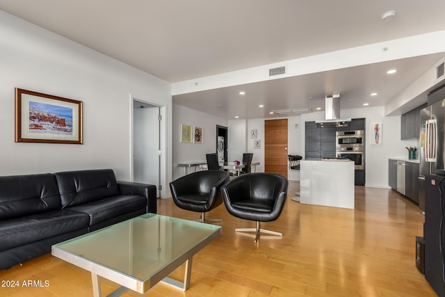 living room featuring light hardwood / wood-style floors