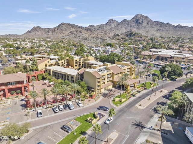 drone / aerial view with a mountain view