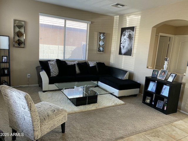 living room featuring carpet flooring