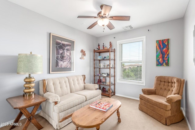 905 S Osborn Ln, Gilbert, AZ 85296 - living area featuring ceiling fan and light colored carpet