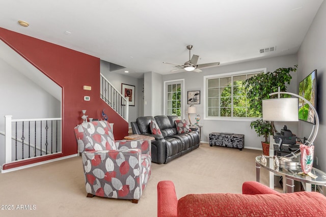 905 S Osborn Ln, Gilbert, AZ 85296 - living area featuring carpet floors and ceiling fan
