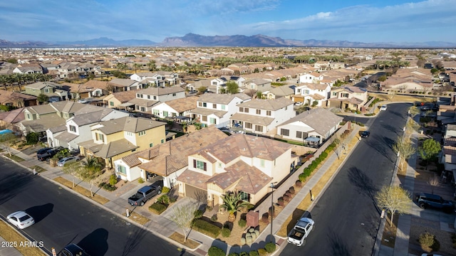 aerial view with a residential view and a mountain view