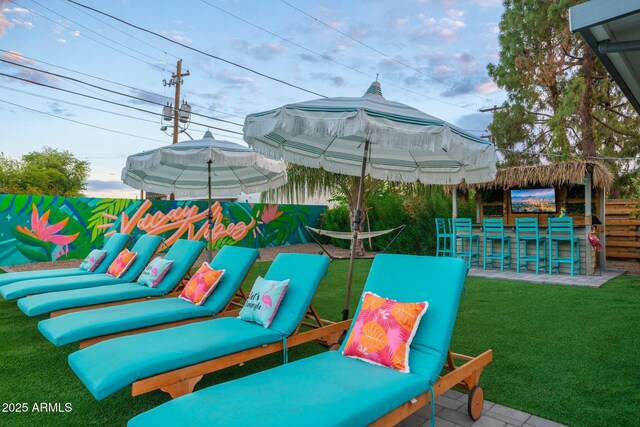 view of patio / terrace with a bar