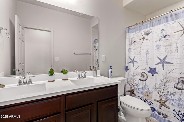 7086 W Spur Dr, Peoria, AZ 85383 - bathroom featuring double vanity and a shower with curtain