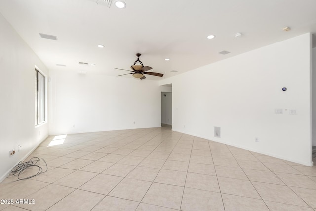 2302 S Canfield, Mesa, AZ 85209 - unfurnished room featuring recessed lighting, ceiling fan, and light tile patterned floors