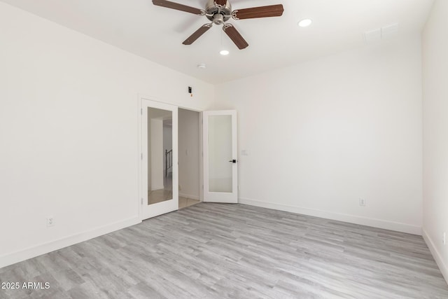 2302 S Canfield, Mesa, AZ 85209 - empty room featuring recessed lighting, light wood-style floors, baseboards, and ceiling fan