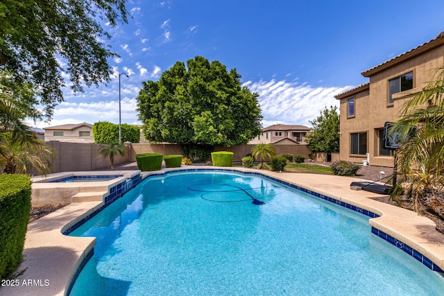 2302 S Canfield, Mesa, AZ 85209 - view of swimming pool featuring a fenced backyard and a pool with connected hot tub