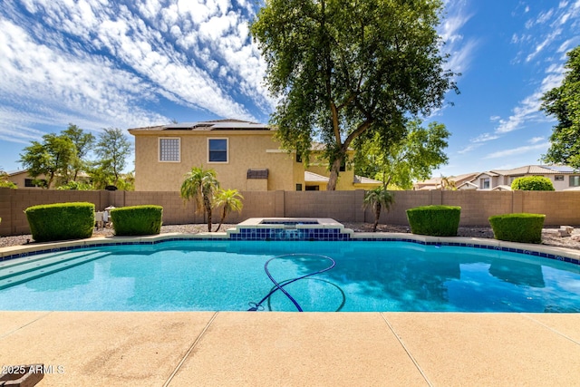 2302 S Canfield, Mesa, AZ 85209 - view of pool with a fenced backyard and a pool with connected hot tub