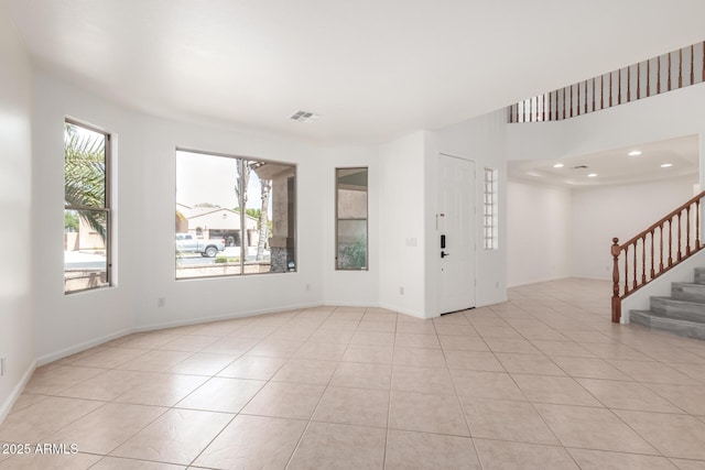 2302 S Canfield, Mesa, AZ 85209 - foyer featuring stairway, light tile patterned floors, baseboards, and recessed lighting