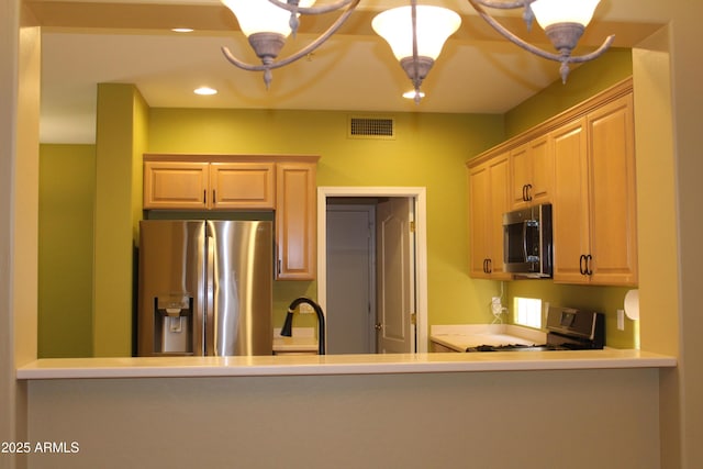 34464 N 68th Way, Scottsdale, AZ 85266 - kitchen featuring appliances with stainless steel finishes, recessed lighting, and light brown cabinetry
