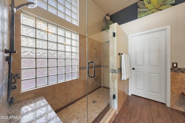 26647 N 43rd St N, Cave Creek, AZ 85331 - full bathroom with healthy amount of natural light, a stall shower, and tile walls