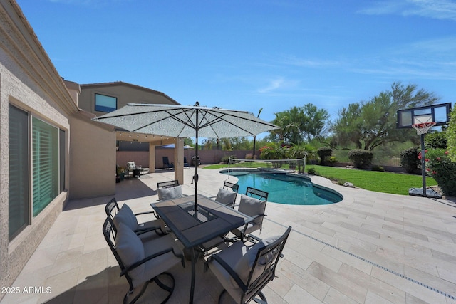 26647 N 43rd St N, Cave Creek, AZ 85331 - swimming pool with a patio, a fenced backyard, and outdoor dining space