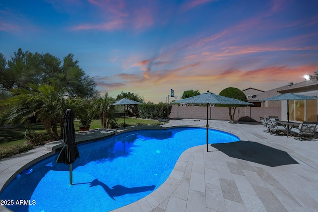 26647 N 43rd St N, Cave Creek, AZ 85331 - pool at dusk featuring a patio