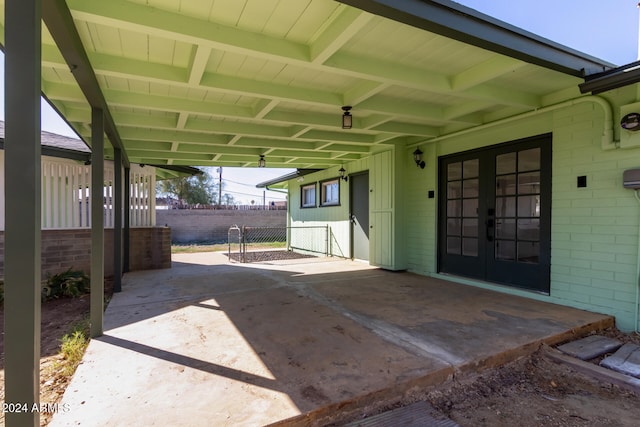 view of patio featuring french doors