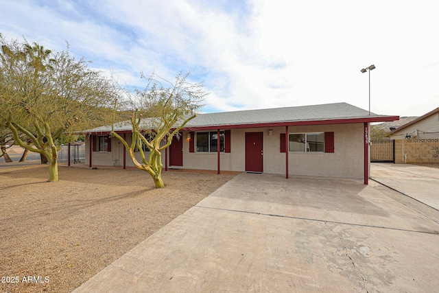 view of single story home