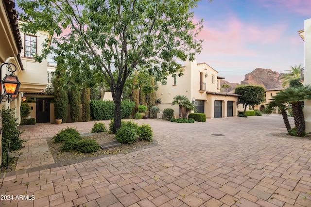 exterior space featuring a mountain view