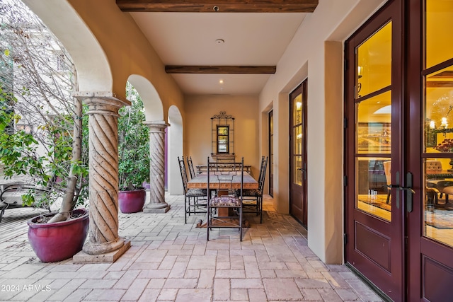 view of patio featuring french doors