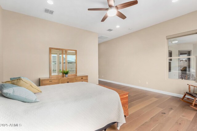 7630 E Knoll St, Mesa, AZ 85207 - bedroom with baseboards, visible vents, wood finished floors, and recessed lighting